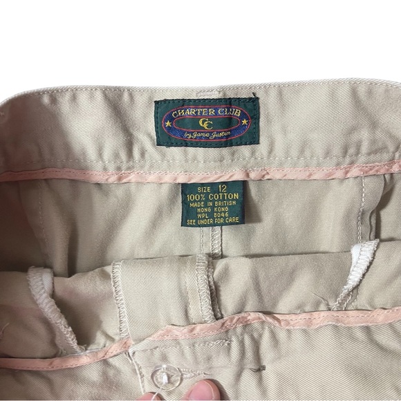 Charter club khaki midi skirt. Size 12 cotton side pockets belt loops zipper - Picture 11 of 12